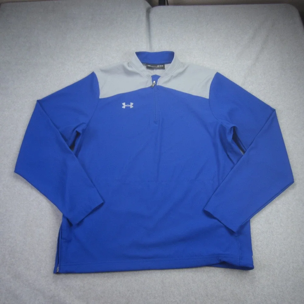Under Armour Pullover Mens Medium Blue 1/2 Zip Loose Fit Side Zip Jacket